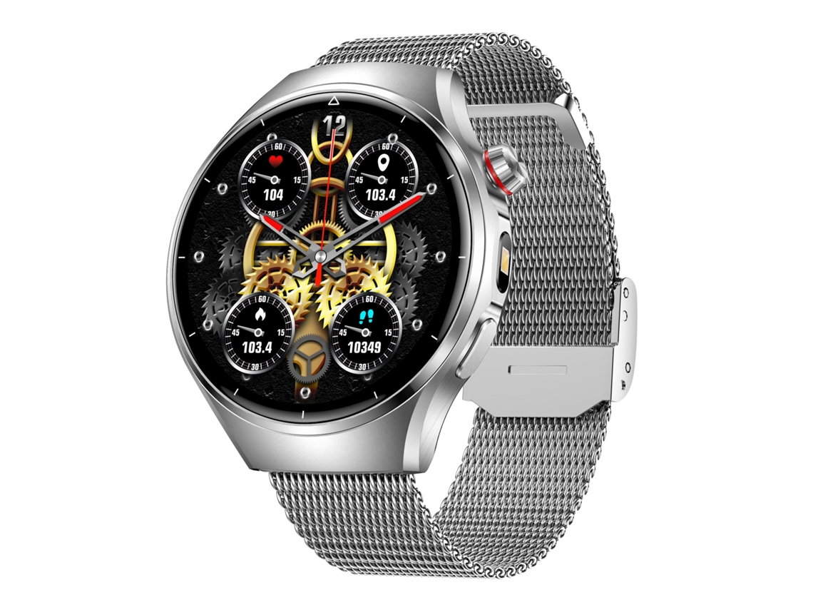 Smartwatch Bisbisous Bateria 1000 Mah Lanterna Led Ecrã 1,52 Polegadas Chamadas Bluetooth Prateado