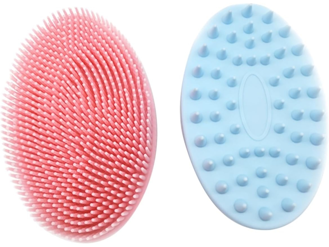 Conjunto De 2 Escovas Banho Para Corpo E Cabelo, Escova De Limpeza Multifuncional Para Lavagem Suave, Rosa E Azul