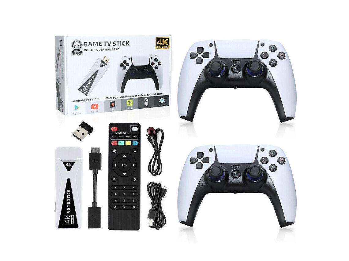 Consoles De Videogame 4k Game Stick 64g 10000 Jogos Retrô 2 Controles Sem Fio Ly Ebike