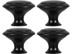 Ukcoco Conjunto De 4 Puxadores Redondos Aço Inoxidável Preto Com Furo Único, Ergonômicos E Em Formato De Cogumelo Para