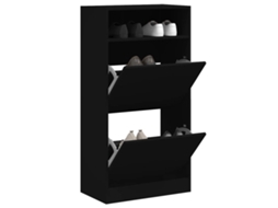 Vidaxl Sapateira 60x34x116 Cm Derivados De Madeira Preto