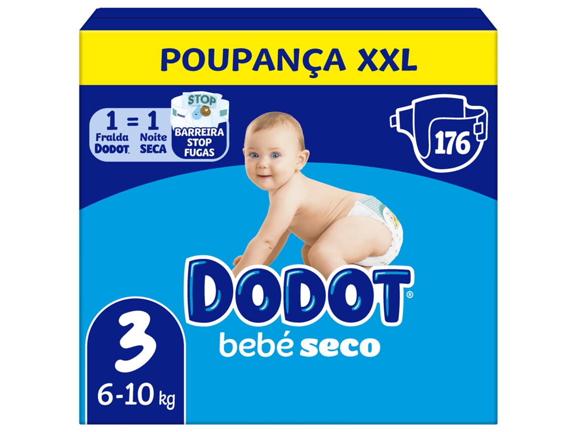 Fraldas Bebé Seco 6-10kg T3 DODOT emb. 176 un