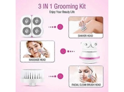Barbeador Elétrico 3 em 1 para Mulheres: Massageador Facial e Limpador de Escova Facial. GOKOCO
