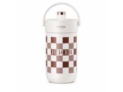Liquidificador Portátil Elétrico 350 Ml Em Aço Inoxidável 316 De Parede Dupla, Padrão Xadrez Branco Ceool