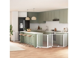 Vidaxl Portão P/ Cães Com Porta Dobrável 6 Painéis 480 Cm Álamo Branco