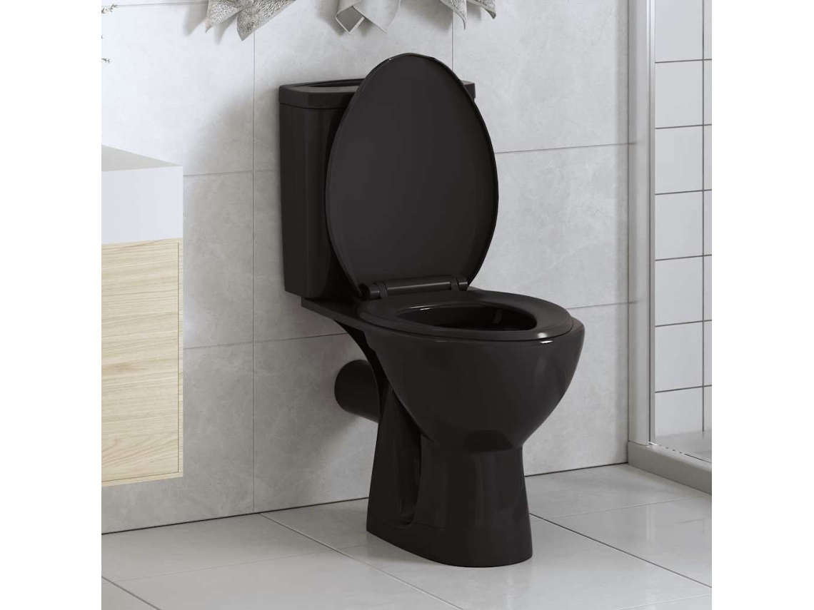 Vidaxl Tampo De Sanita Fecho Suave Com Design Remoção Rápida Preto