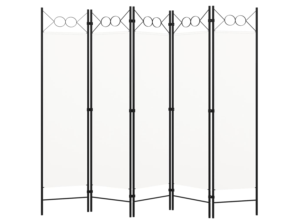 Vidaxl Divisória De Quarto Com 5 Painéis 200x180 Cm Branco