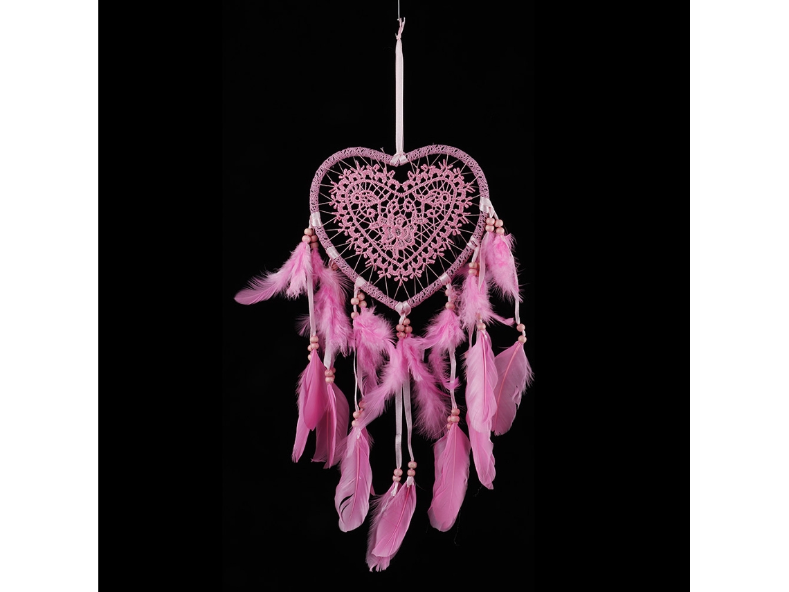 Carrilhão De Ventos Dreamcatcher (decoração Rosa Com Recortes De Amor) Eoocoo
