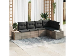 Vidaxl Conjunto De Sofá De Jardim 5 Unid. Cinzeto Vime Pe