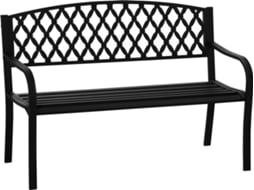 Banco de Jardim Aço e Ferro Fundido Cor Preto 128x58.5x89 cm Outsunny