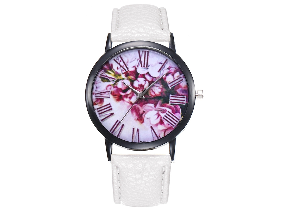 Relógio de Pulso Feminino Analógico de Cinto de Couro Pu Ultradelgado Quartzo (branco)