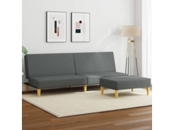 Vidaxl Sofá-cama 2 Lugares C/ Almofadas/apoio Pés Veludo Cinza-escuro