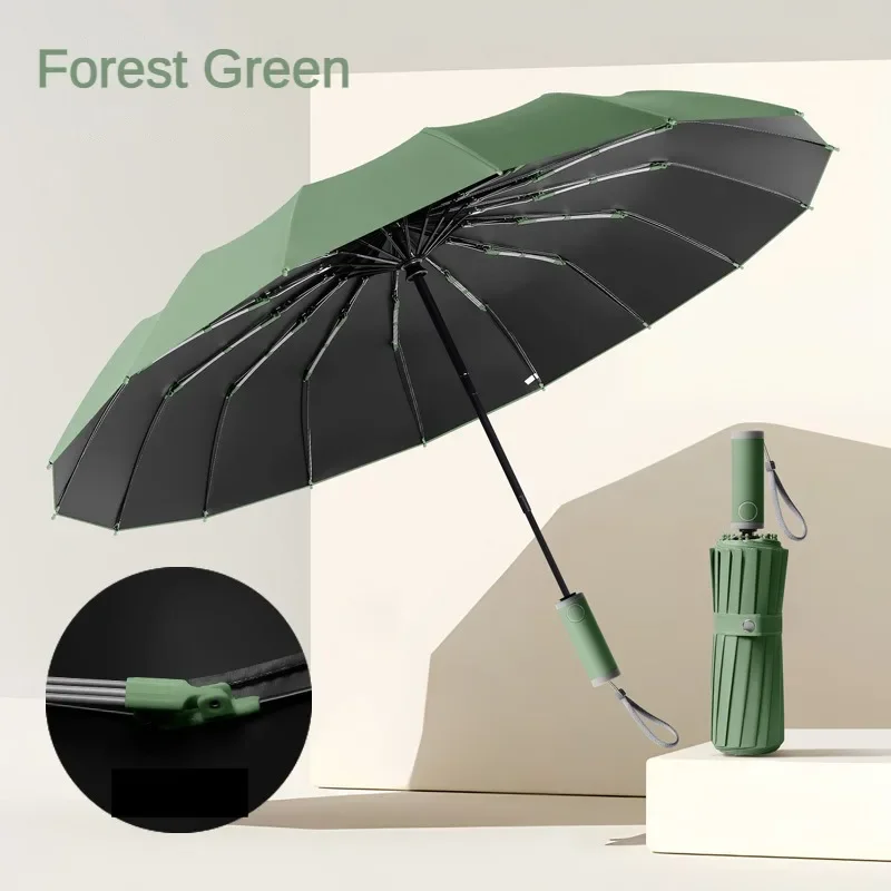 Guarda-chuva Dobrável Automático Super Resistente Ao Vento (verde Floresta Ferro), Aço 16k Com 112 Varetas, Proteção Solar.