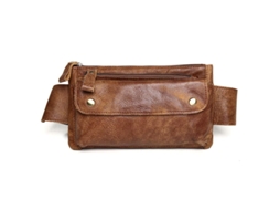 Bolsa De Couro Autêntico Vintage Para Cinto Mochila Messengero Bum Bag Marrom
