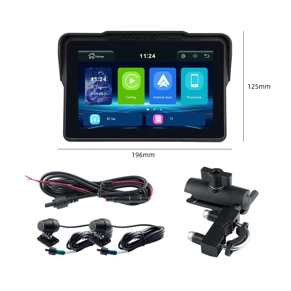 Painel De Instrumentos Para Motocicleta De 7 Polegadas Com Gps, Carplay Sem Fio, Android Auto E Dvr Mtc-04-dvr