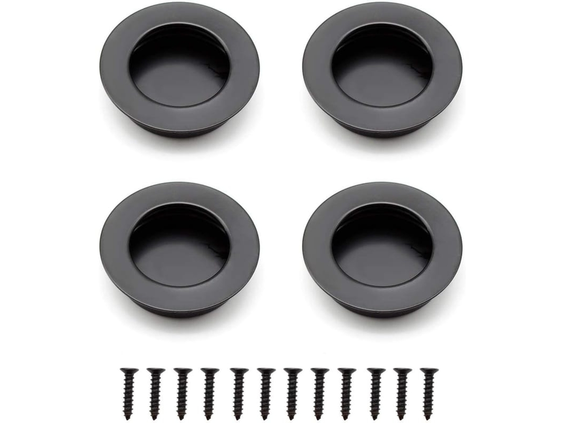 Alças Redondas Recessadas De Aço Inox 40mm, Alças De Porta Deslizante Preta Para Gavetas, Armários E Móveis Personalizados