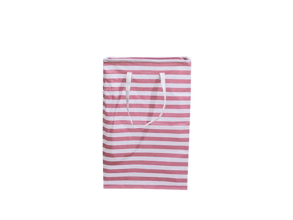 Cesto de Roupa Suja de 72 Litros, Branco com Listras, Dobrável, em Tecido Impermeável, Grande Capacidade BRILVIBERA