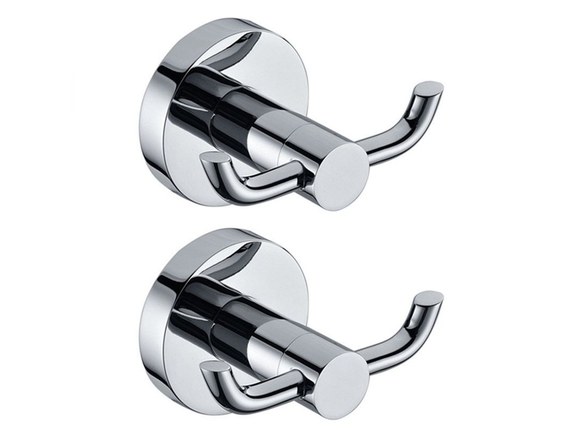 Suporte para toalha Nova Line em aço inox com 2 ganchos, parede ou porta | S/MARCA