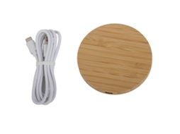 Estação De Carregamento Sem Fio Bambu 15w Carregamento Rápido 8mm Transmissão Para Casa