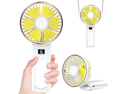 Ventilador Portátil de Mão, Ventilador Pessoal Recarregável Via Usb de 4000mah, Mini Ventilador de Mesa Dobrável em 180° BRILVIBERA ( Branco)