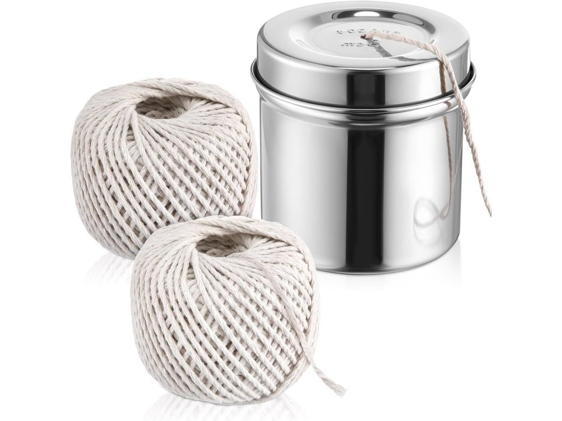 Suporte Para Barbante De Cozinha Em Aço Inoxidável Com 2 Rolos Corda Algodão 130m, Para Uso Compacto Com 8cm De Largura