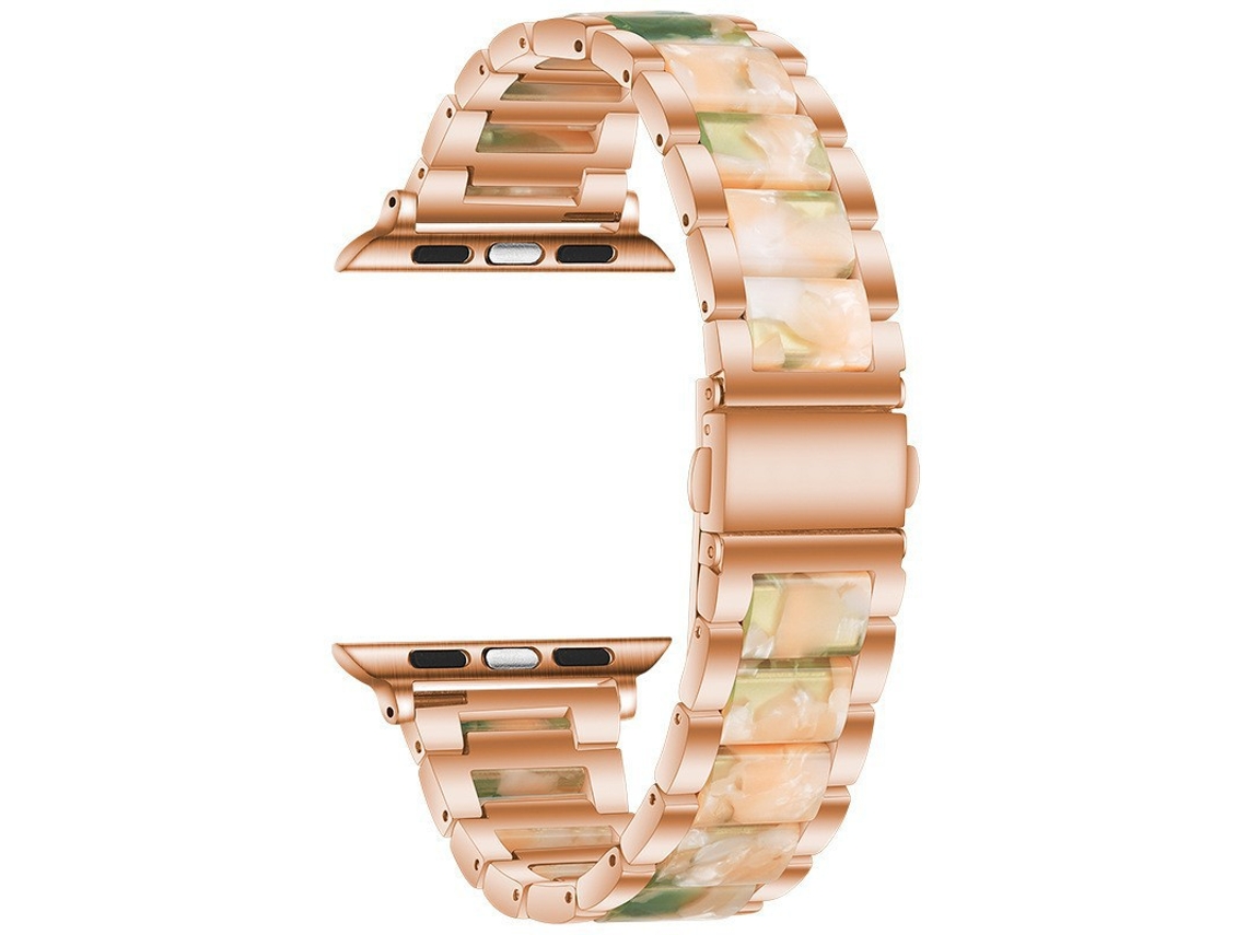 Compatível Com Apple Watch, Huawei Gt6, Xiaomi Band 10pro, Redmi, Iwatch, Pulseira De Liga Metálica E Resina, Ouro Rosa