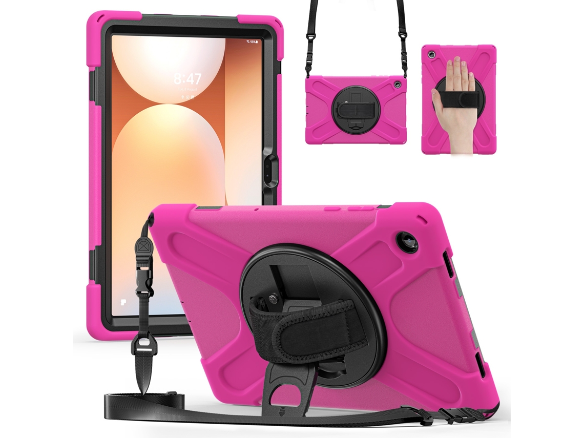 Capa Samsung Galaxy Tab A11 Plus 11 Polegadas À Prova De Quedas, Rosa Vermelha (11) Tressino