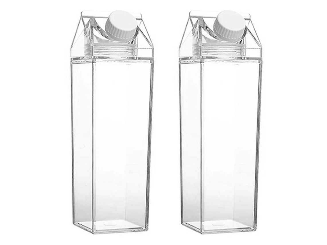 Garrafa De Água Quadrada Transparente 500ml Com Design Anti-vazamento Para Atividades Ao Ar Livre E Uso Diário - 2 Unidades