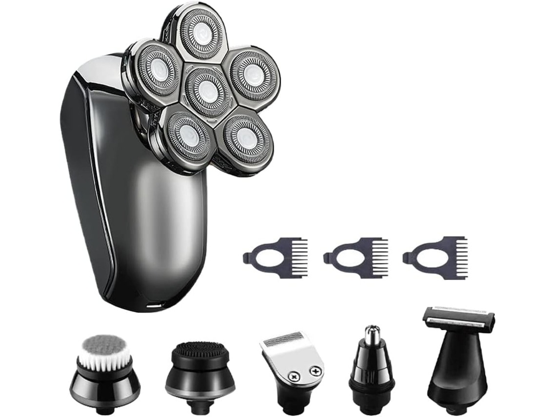 Barbeador Elétrico Multifuncional 6 Em 1 À Prova D'água Com 6 Cabeças, Recarregável.