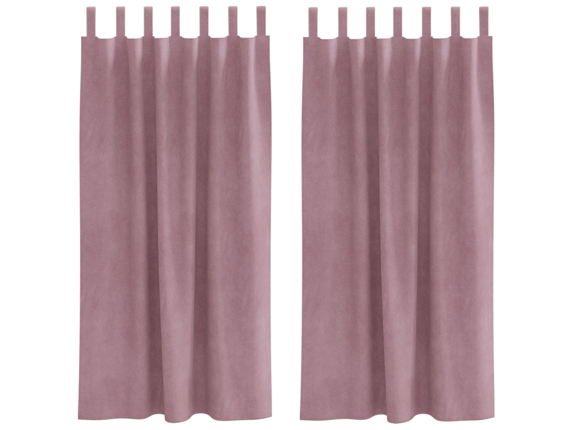 Conjunto 2 Cortinas Opacas Vidaxl Rosa Veludo (140 X 175 Cm)