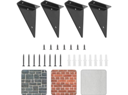 Suporte Triangular Para Prateleira, 4 Unidades, Para Parede, 25 Cm, Preto