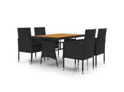 Outdoor Dining Set, Outdoor Dining Sets Vidaxl Preto Rattan / Vime (n/a)