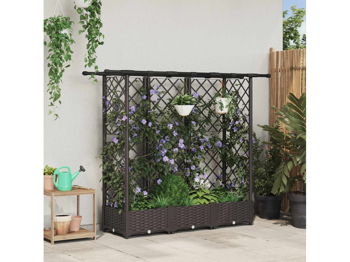 Vidaxl Cama Elevada Com Treliça E Telhado Castanho 164 X 40 X 121 Cm