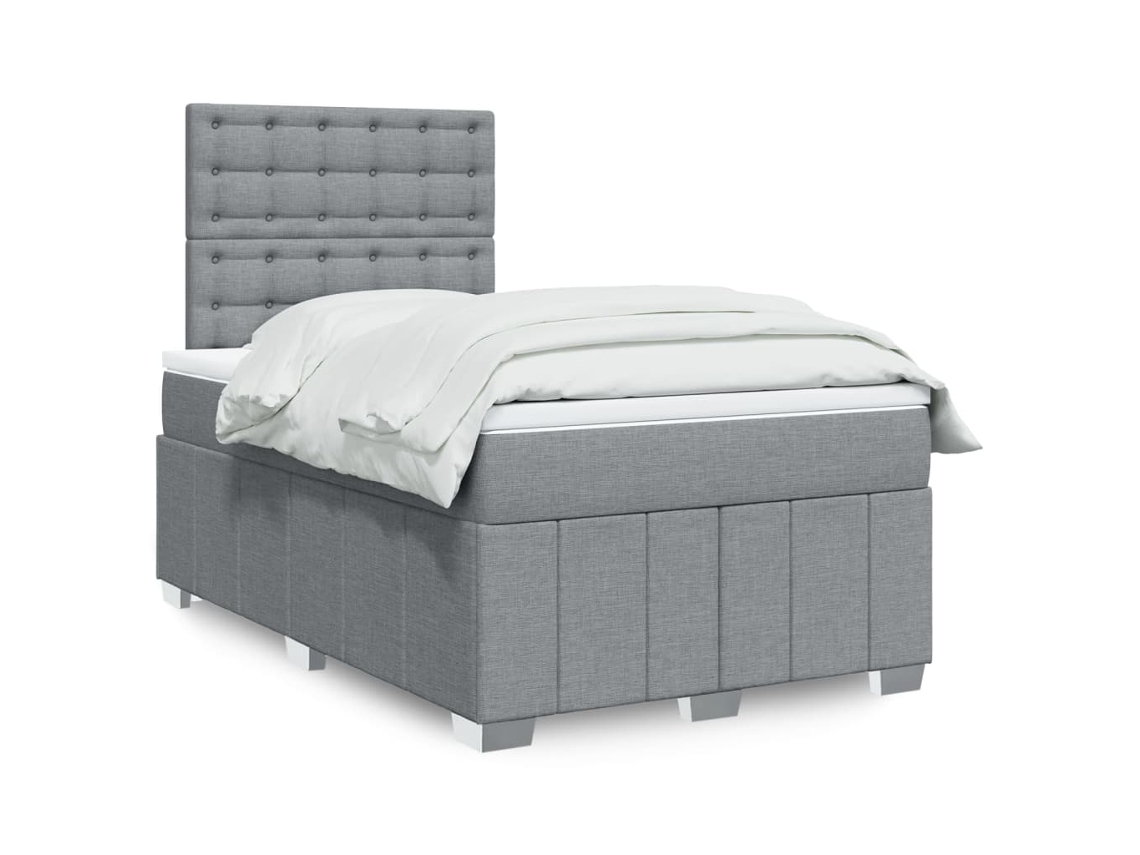 Vidaxl Cama Com Molas/colchão 120x200 Cm Tecido Cinza-claro