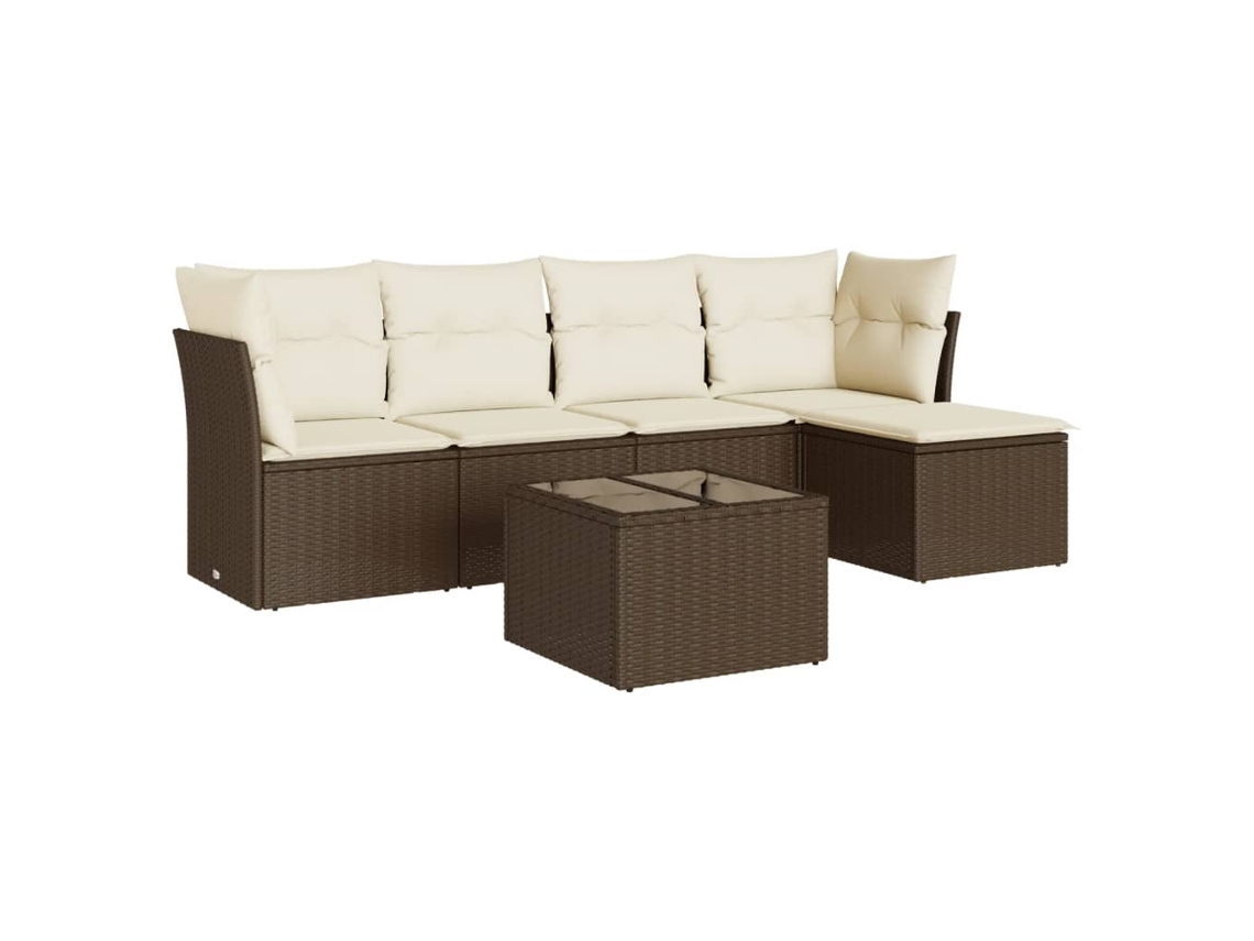Conjunto de 6 Sofás Jardim com Almofadões Vime Pe Castanho MAISON EXCLUSIVE (80x200 cm)