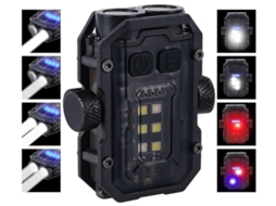Lanterna Edc de 8 Modos Luz Dupla de 800 Lúmens Clipe de Bolso Compacto Luz Cob Vermelha Quente e Azul Usb C Recarregável Preto HALINUIA