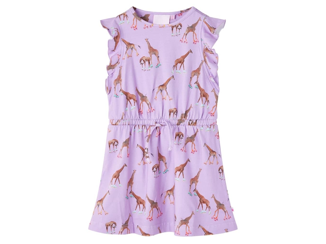 Vestido Para Criança Mangas Com Folhos E Cordão Lilás 128
