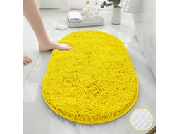 Tapetes de Banho Antiderrapantes Absorventes de Secagem Rápida Fundo Tpr Amarelo Brilhante Mais Brilhante Oval EVELTEK 40X60CM