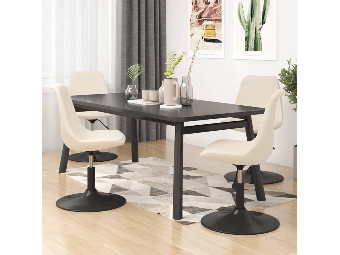 Vidaxl Cadeiras De Jantar Giratórias 4 Pcs Veludo Cor Creme