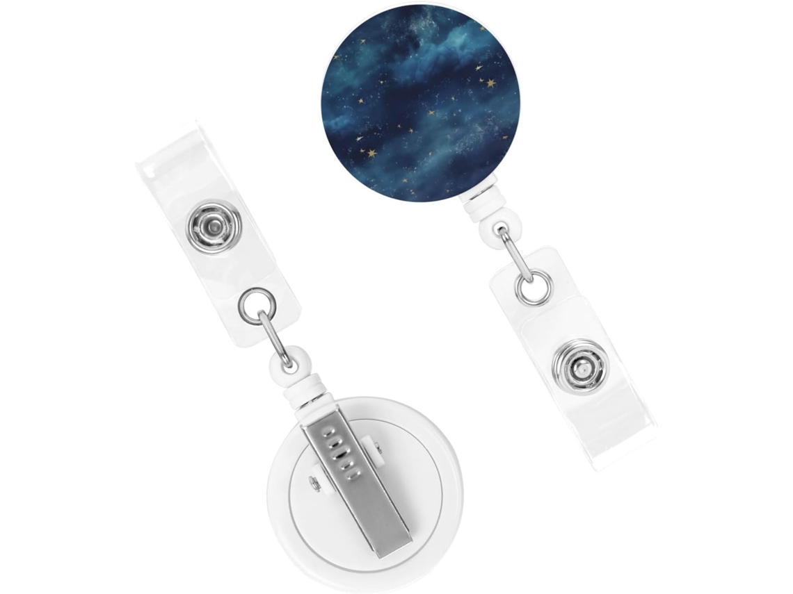 Porta Crachá Retrátil Resistente, Com Espiral Crachá Tema Céu Noturno, Estrelas Do Céu Noturno, Porta Crachás