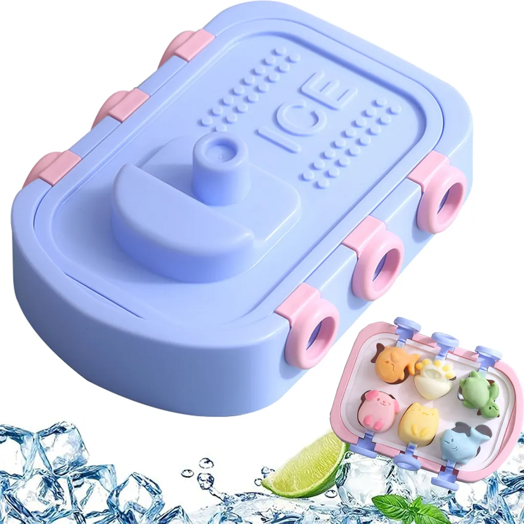 Formas De Picolé Silicone Com Palitos, Molde Para Picolé Infantil Faça Você Mesmo Com Tampa, Molde Para Cubos De Gelo, Azul Sem Bpa