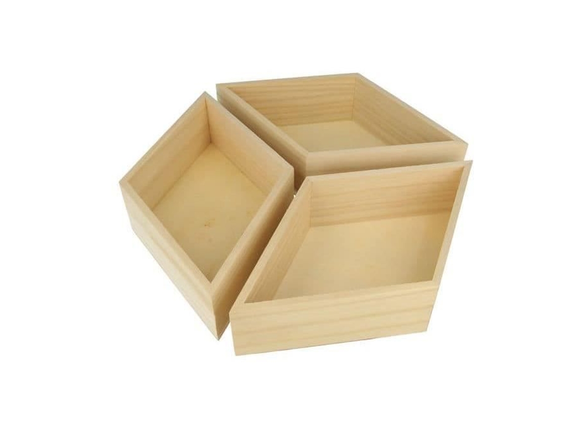Conjunto 3 Pratos Losango Madeira