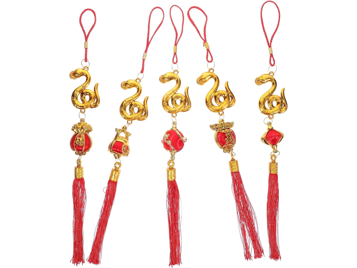 Conjunto 5 Peças Decorações Cobra Plástico Pendurar Lanternas Tradicionais Chinês 2025 Resistentes GOKOCO