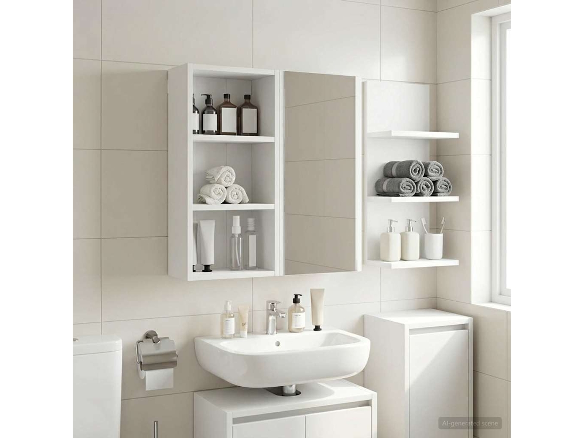 Vidaxl Armário De Parede Para Banheiro Branco 30 X 16 X 62,5 Cm