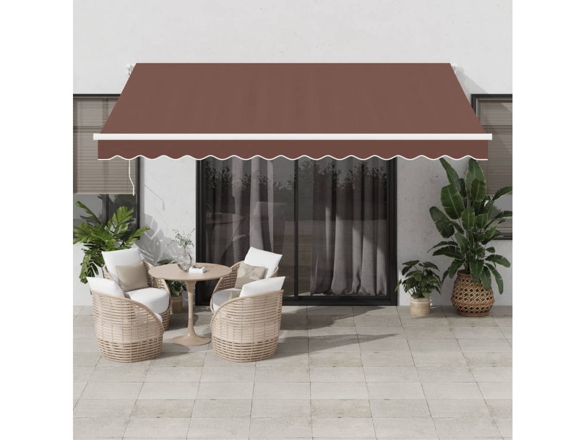 Vidaxl Toldo Retrátil Manual Com Luz Led 400x350 Cm Castanho