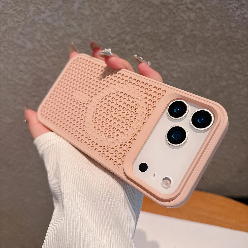 Capa Térmica Honeycomb Para Iphone (iphone 17 Pro Rosa), Capa Protetora Magnética Magsafe.
