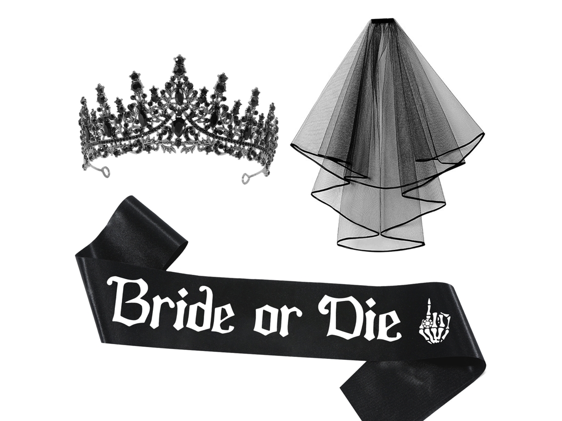 Lurelia Acessórios Noiva Conjunto Festa Halloween Ghost Bride 3 Peças Tamanho Único