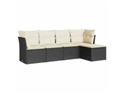 Conjunto de 5 Sofás de Jardim com Almofadões Vime Pe Preto MAISON EXCLUSIVE (5 pcs)