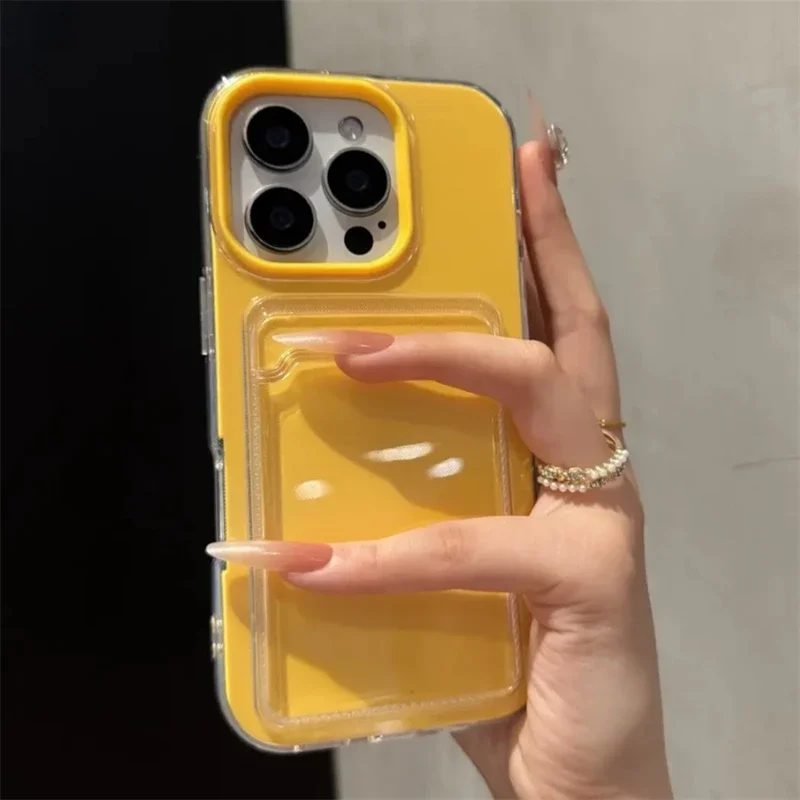 Capa Transparente Estilo Carteira Para Iphone 13 Pro (amarelo Escuro), Tpu Pc À Prova De Choque.
