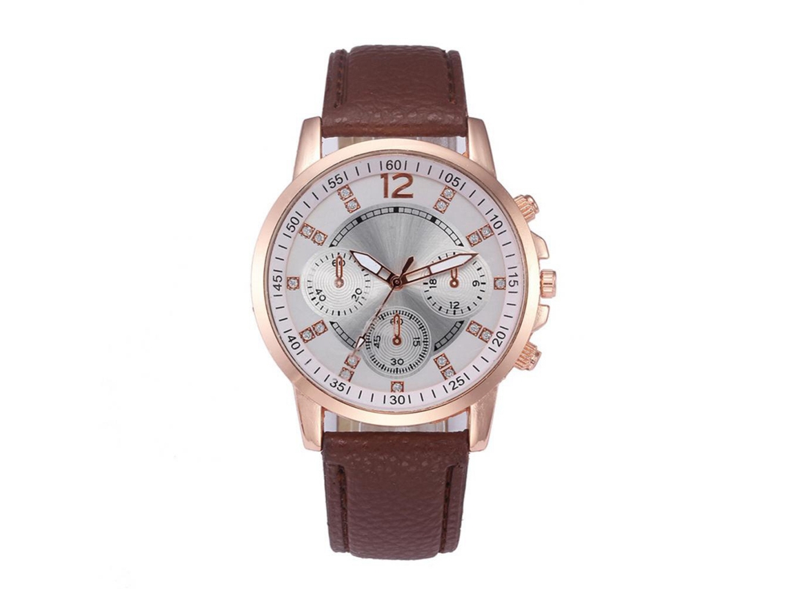 Reloj Empresarial De 3 Colores De Cinturón Analógico De Cuarzo Redondo 03
